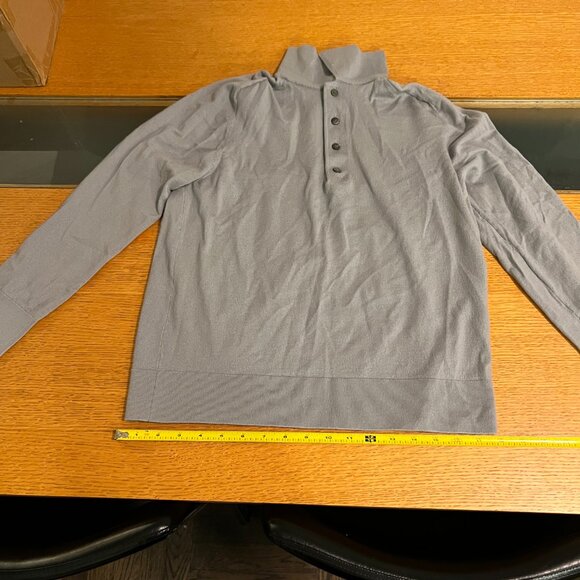 Theory Grey Button-Front Mock-Neck Sweater – Size M - Picture 2 of 5